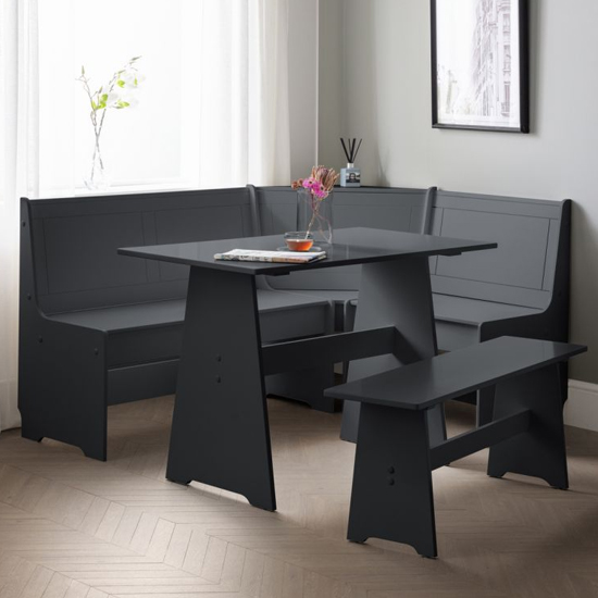 Read more about Nadira corner anthracite wooden dining table with storage bench