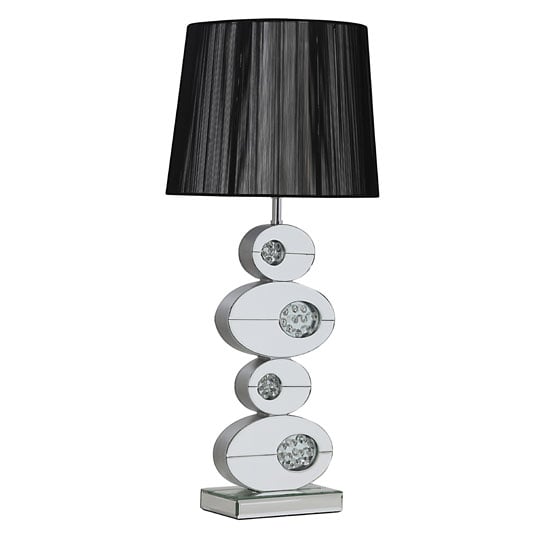 Product photograph of Melissa Table Lamp In Black With Mirrored Base In Silver Shade from Furniture in Fashion