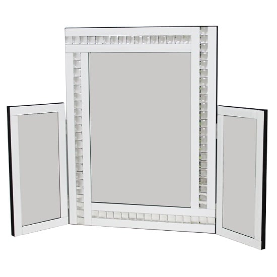 Product photograph of Elena Dressing Table Mirror In White With Acrylic Crystal Detail from Furniture in Fashion