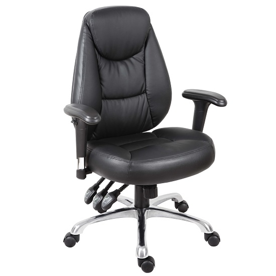 Product photograph of Harper Home Office Chair In Black Faux Leather With Steel Base from Furniture in Fashion