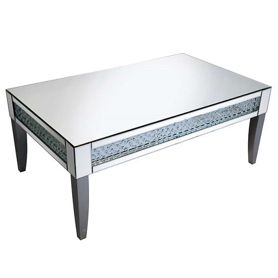 View Rosalie coffee table in silver with mirrored glass and crystals