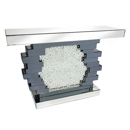 View Irvine glass console table with crystals mirror in centre