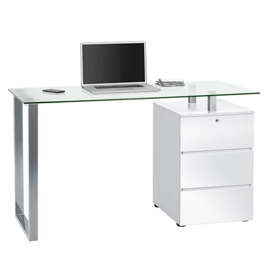 Read more about Richmond clear glass top high gloss computer desk in white