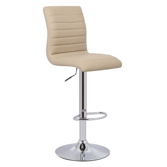 Read more about Ripple faux leather bar stool in stone with chrome base