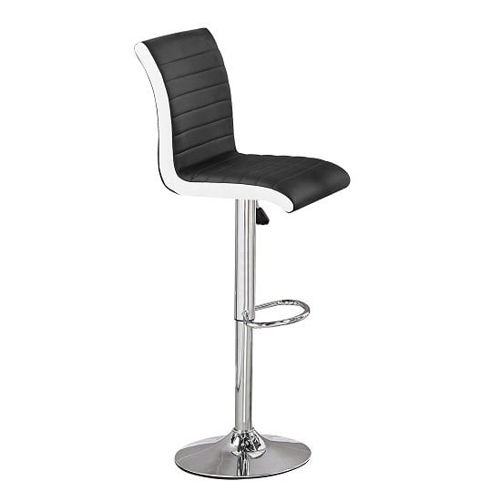 Read more about Ritz faux leather bar stool in black and white with chrome base