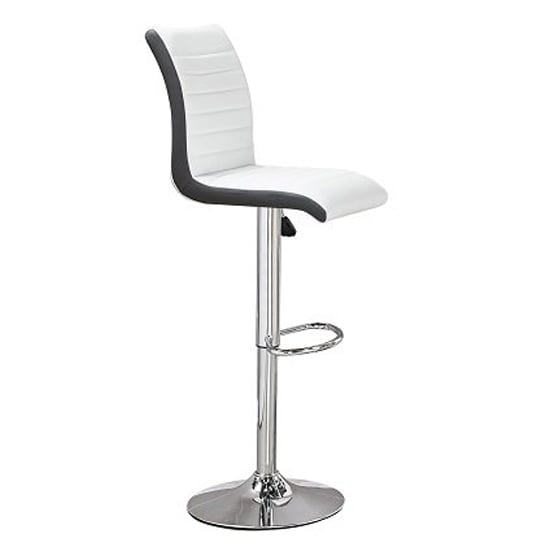 Read more about Ritz faux leather bar stool in white and black with chrome base