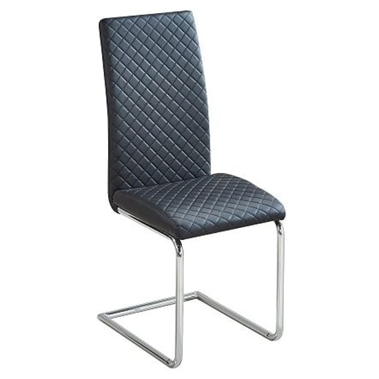 Product photograph of Ronn Faux Leather Dining Chair In Black With Chrome Legs from Furniture in Fashion
