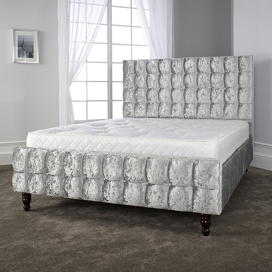 Read more about Breslin stylish bed in glitz ice with baroque wooden feet