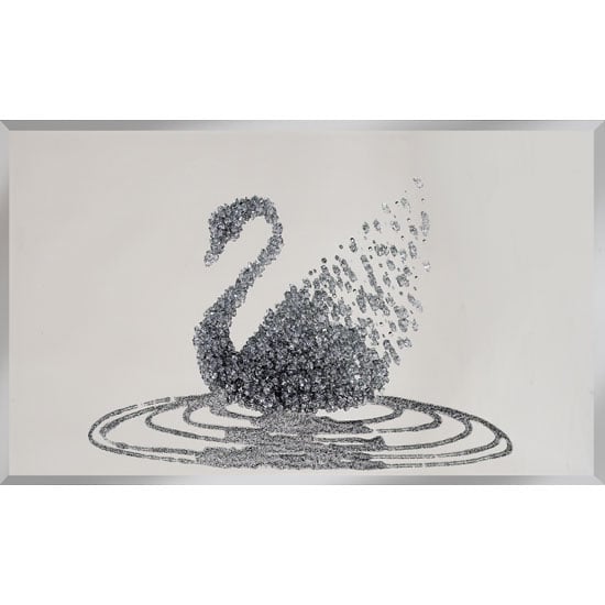Product photograph of Peyton Glass Wall Art In Silver Glitter Swan On Mirror from Furniture in Fashion