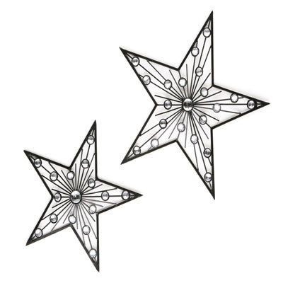 Product photograph of Silver Jewelled Wall Stars from Furniture in Fashion