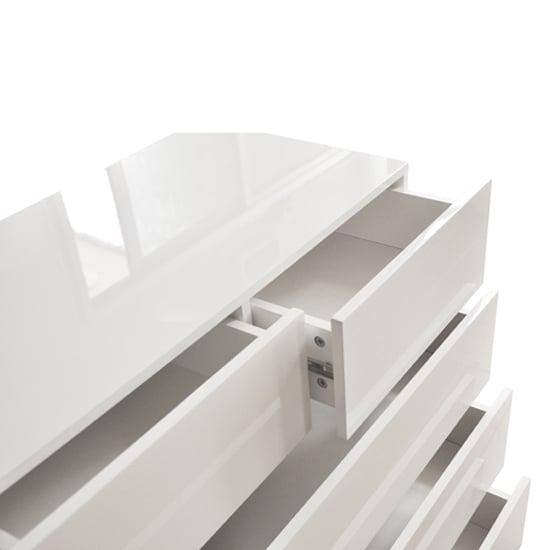 Strada High Gloss Chest Of 5 Drawers In White | Furniture in Fashion