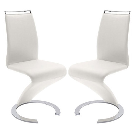 Photo of Summer z white faux leather dining chairs in pair