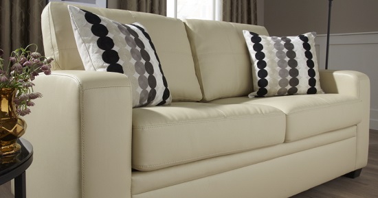 Catalina Modern Sofa Bed In Cream Faux Leather 25867