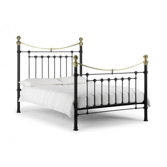Read more about Vangie metal double bed in satin black with real brass effect