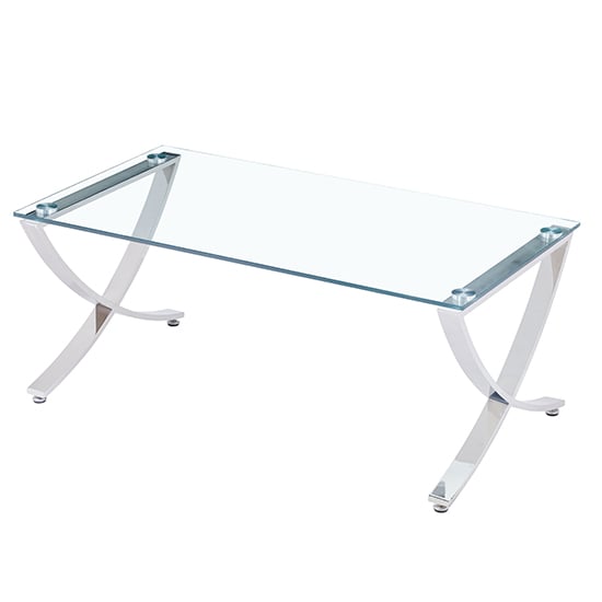 Vienna Clear Glass Coffee Table With Angular Chrome Legs | Furniture in ...