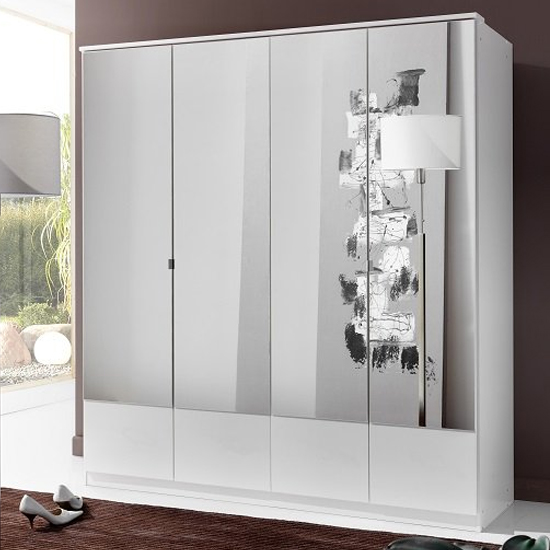 Read more about Vista mirrored wardrobe large in white with 4 doors