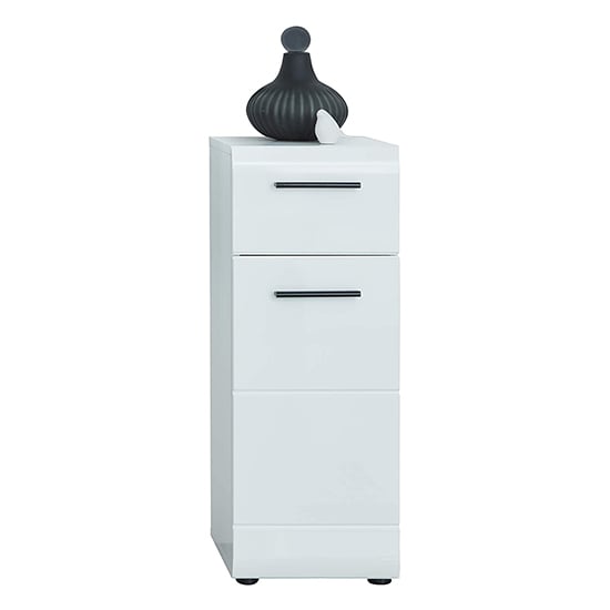 Product photograph of Zenith Floor Storage Cabinet In White With Gloss Fronts from Furniture in Fashion