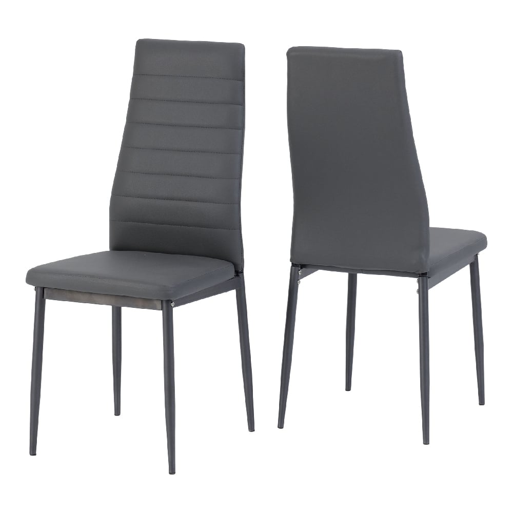 aadi grey faux leather dining chairs in pair