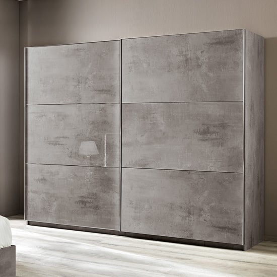 View Abby large sliding wardrobe in grey marble effect gloss