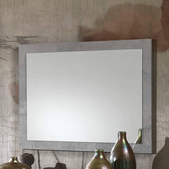 Photo of Abby wall mirror rectangular in grey marble effect gloss