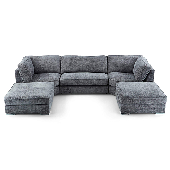 Product photograph of Abelina U Shaped Fabric Sofa In Grey With Chrome Legs from Furniture in Fashion