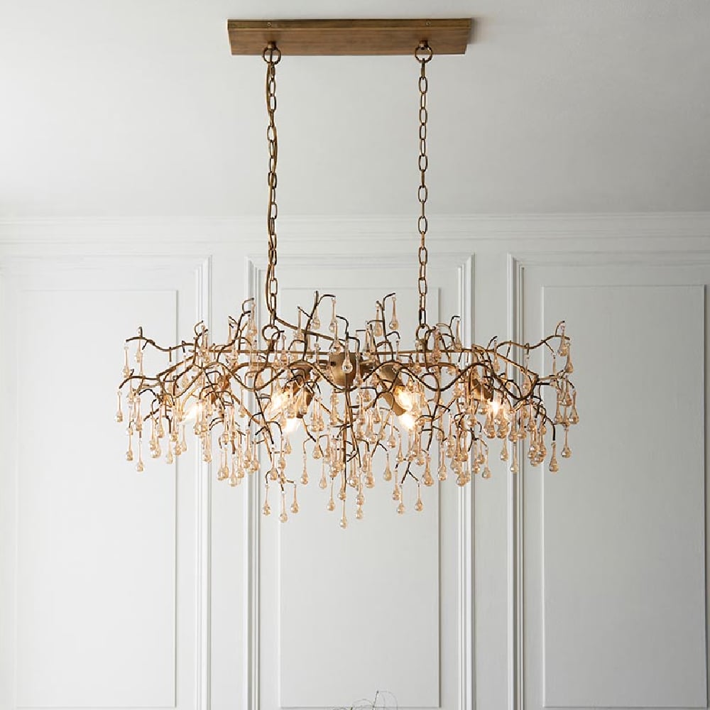 Product photograph of Aberdeen Glass Linear Pendant Ceiling Light In Gold from Furniture in Fashion