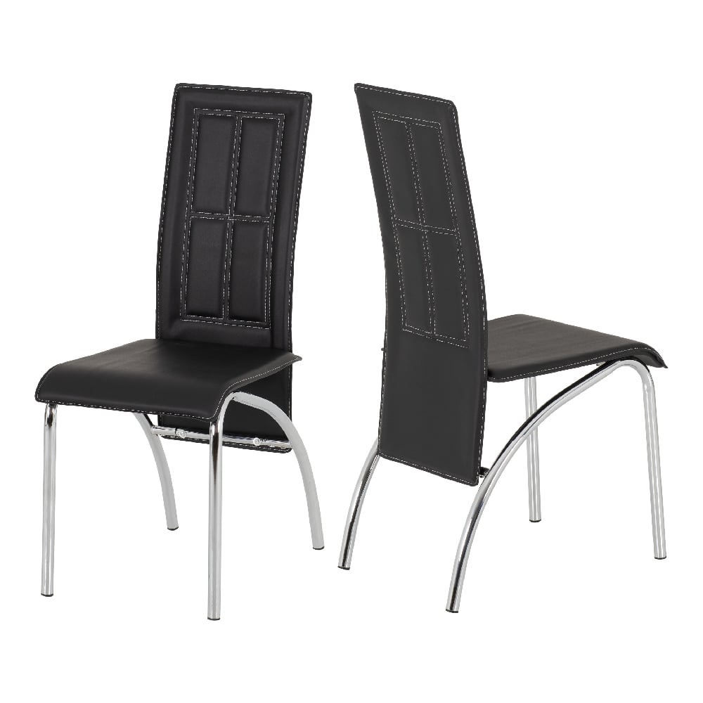 abilene black faux leather dining chairs in pair