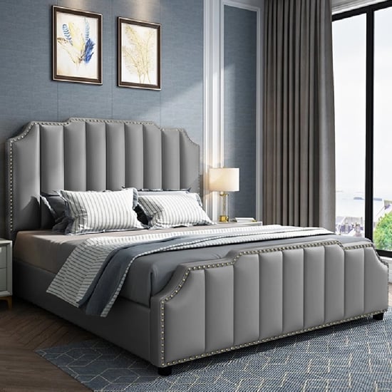 Read more about Abilene plush velvet small double bed in grey