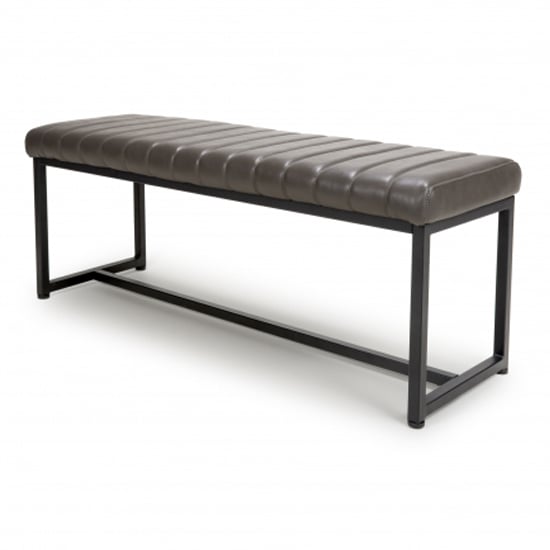 Read more about Aboba leather effect dining bench in grey
