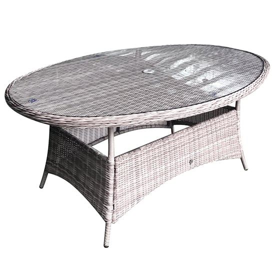 Product photograph of Abobo Oval Glass Top Dining Table In Fine Grey from Furniture in Fashion