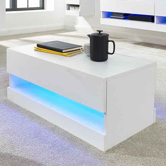 Product photograph of Goole Led High Gloss Coffee Table In White from Furniture in Fashion