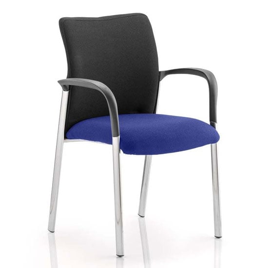 Photo of Academy black back visitor chair in stevia blue with arms