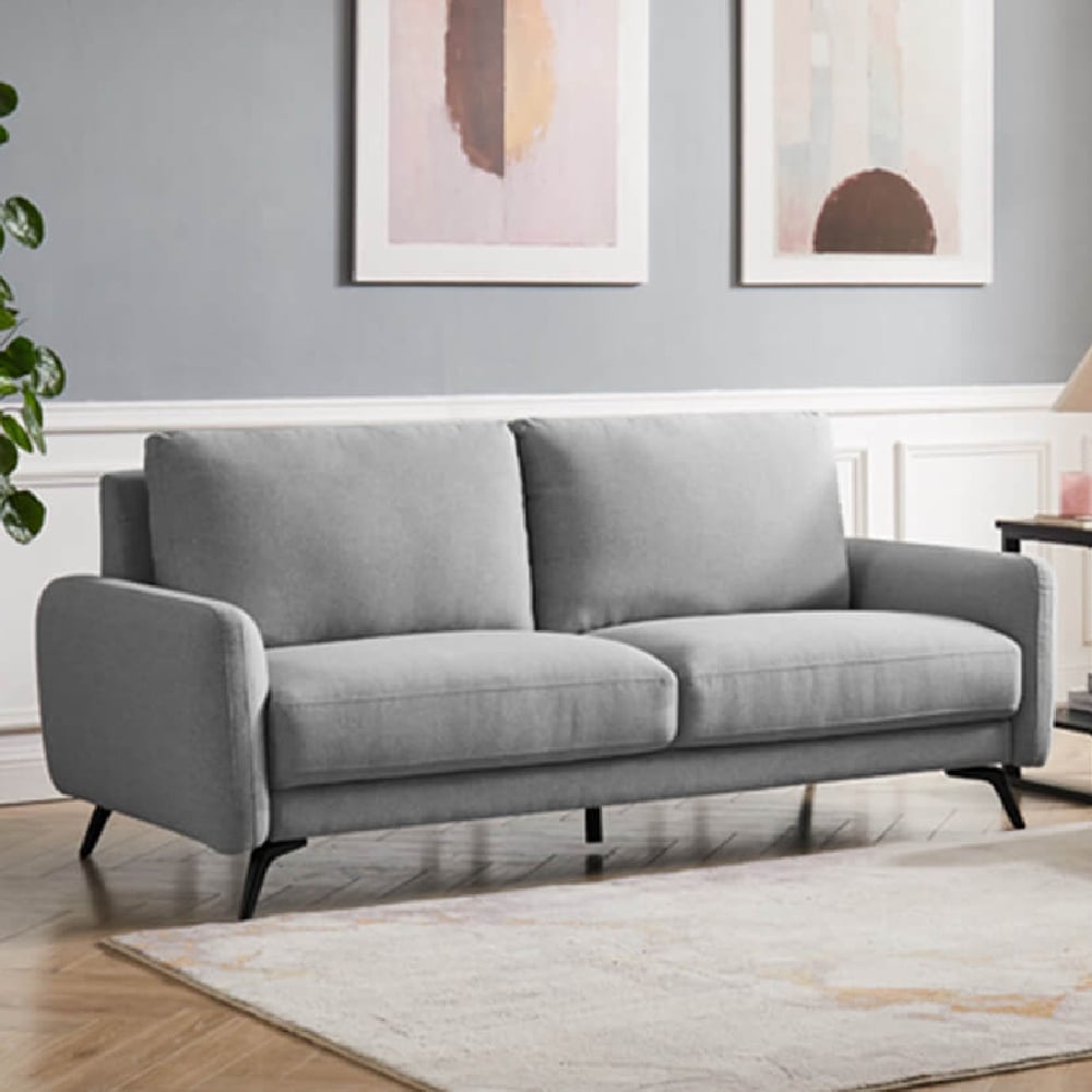 beloit fabric 3 seater sofa with black legs in grey