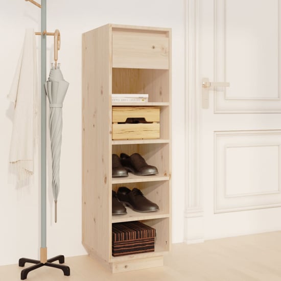 Product photograph of Acasia Pine Wood Shoe Storage Cabinet In Natural from Furniture in Fashion