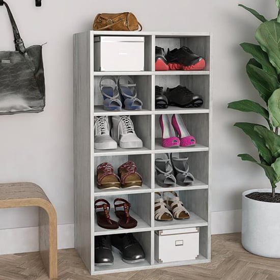 Read more about Acciai shoe storage rack with 12 shelves in concrete effect