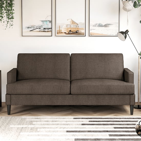 Product photograph of Accord Linen Fabric 3 Seater Sofa In Grey With Black Legs from Furniture in Fashion