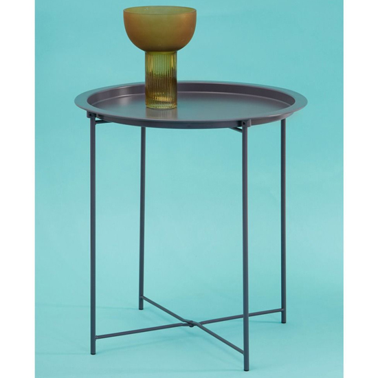 Read more about Acre round metal side table in grey