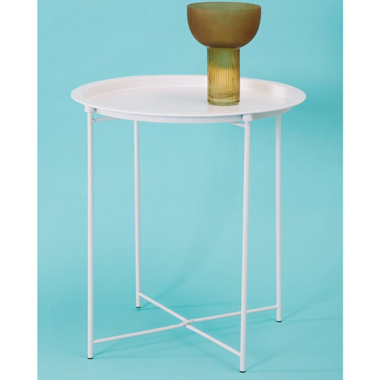 Photo of Acre round metal side table in white