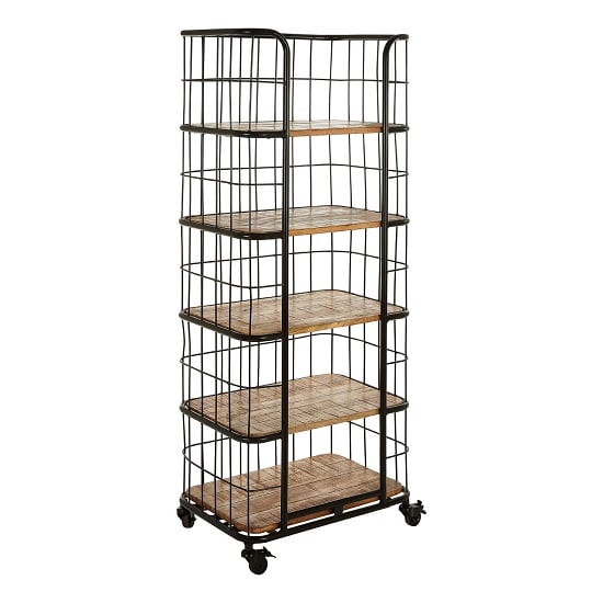 Product photograph of Acton Wooden Shelving Unit With Black Iron Frame In Natural from Furniture in Fashion