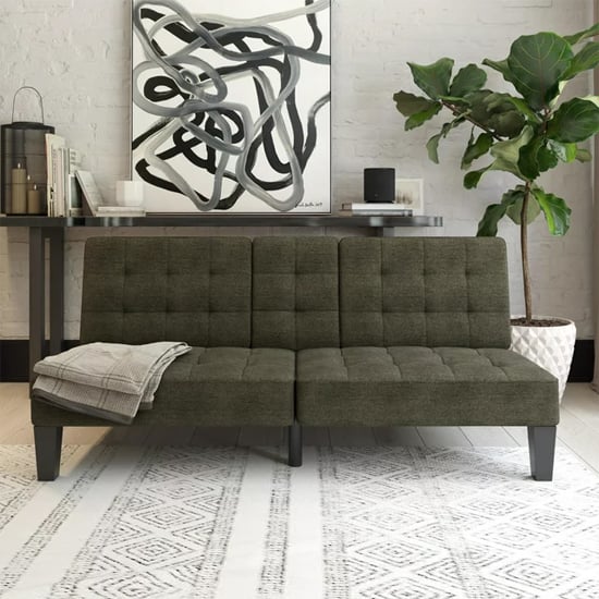Product photograph of Adel Convertible Futon Linen Fabric Sofa Bed In Grey from Furniture in Fashion