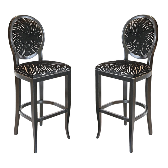 View Adelaide black fabric bar stool in pair