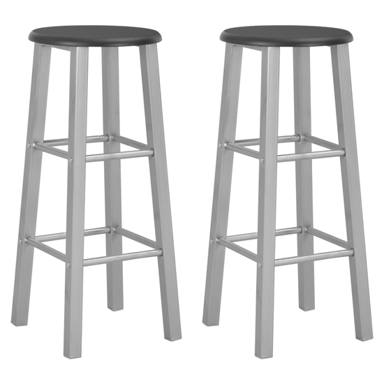 Read more about Adelia black wooden bar stools with steel frame in a pair