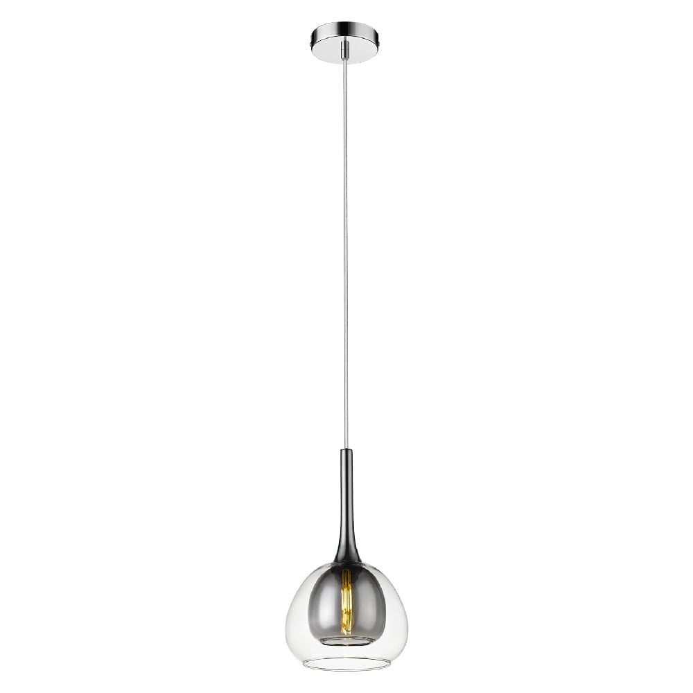 Product photograph of Adelina Clear Smoked Glass Shade Pendant Light In Chrome from Furniture in Fashion