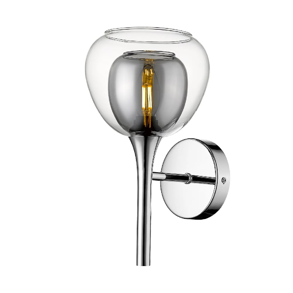 Product photograph of Adelina Clear Smoked Glass Shade Wall Light In Chrome from Furniture in Fashion