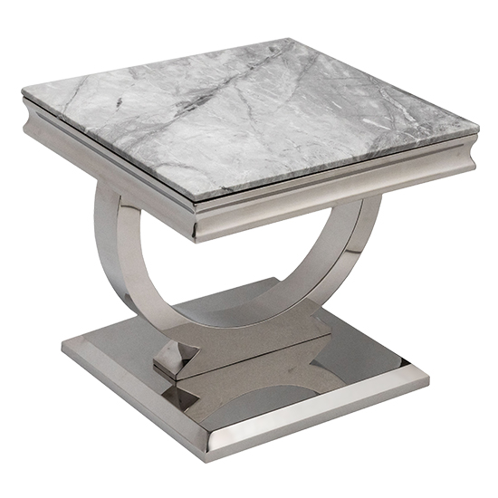 Read more about Adica marble end table in grey with chrome metal base