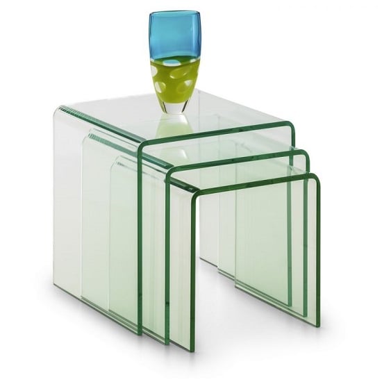 Photo of Acelynn three nest of tables in clear glass