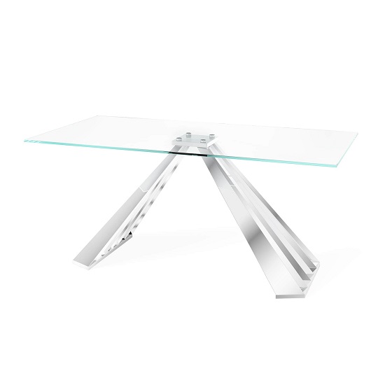 Product photograph of Arnside Clear Glass Dining Table With Stainless Steel Base from Furniture in Fashion