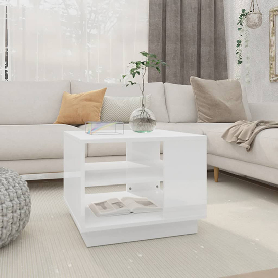 Product photograph of Adolfo High Gloss Coffee Table With Undershelf In White from Furniture in Fashion