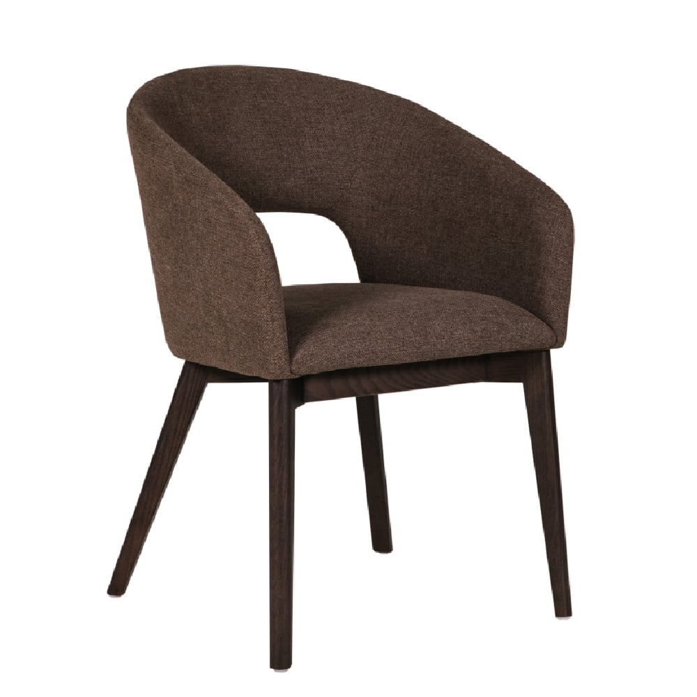 Product photograph of Adria Fabric Dining Chair With Oak Legs In Brown from Furniture in Fashion