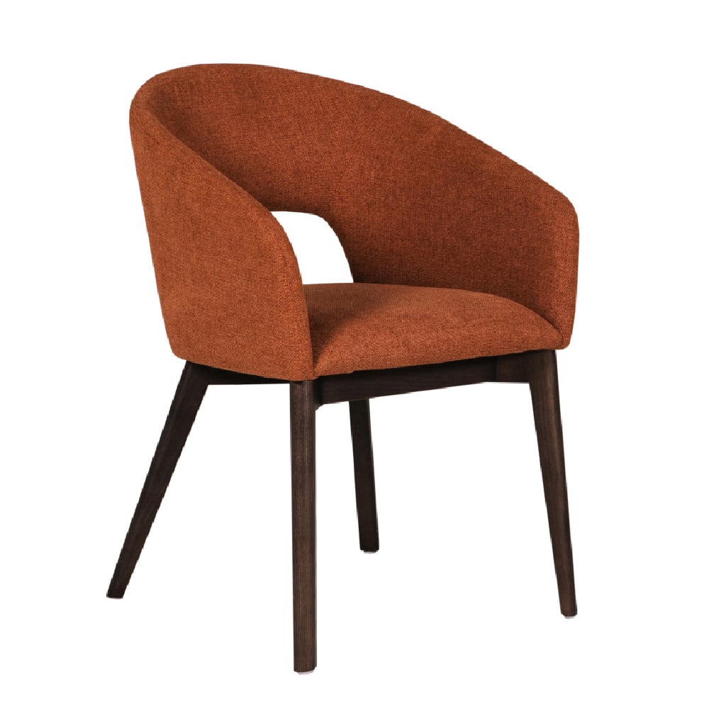 adria fabric dining chair with oak legs in rust